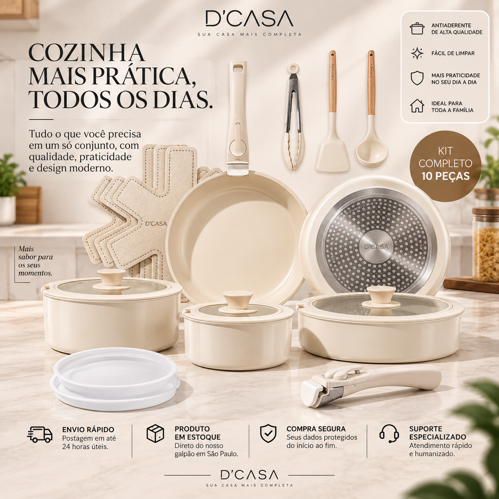 Kit de Panelas D’Casa Premium – Conjunto Completo para sua Cozinha - QUEIMA DE ESTOQUE