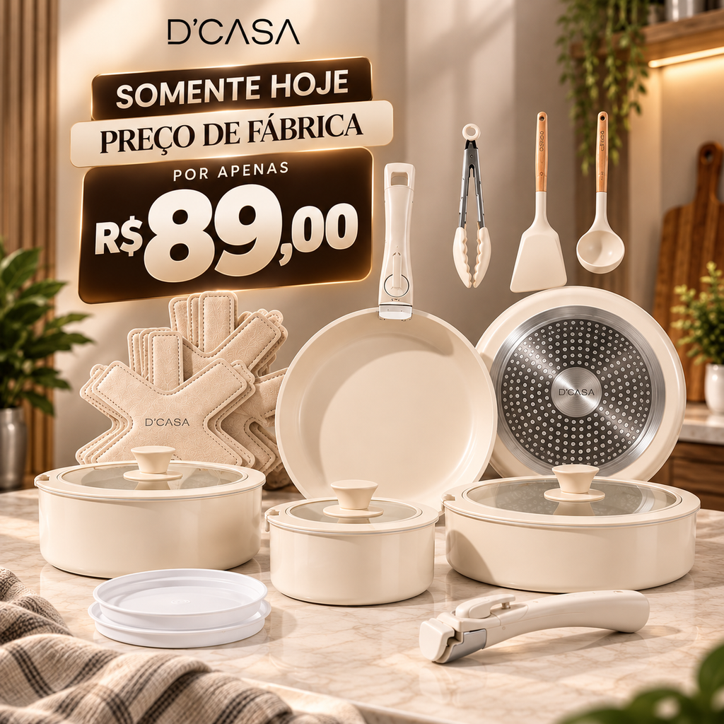 Kit de Panelas D’Casa Premium – Conjunto Completo para sua Cozinha - QUEIMA DE ESTOQUE