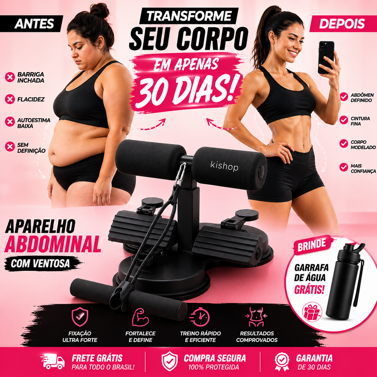 Luminus™ FitPro – Aparelho Multifuncional para Abdominal e Treino Completo + Relógio Grátis