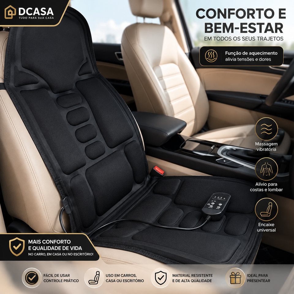 Almofada Massageadora RelaxPro™ com Aquecimento – Massagem Completa para Costas, Lombar e Pernas