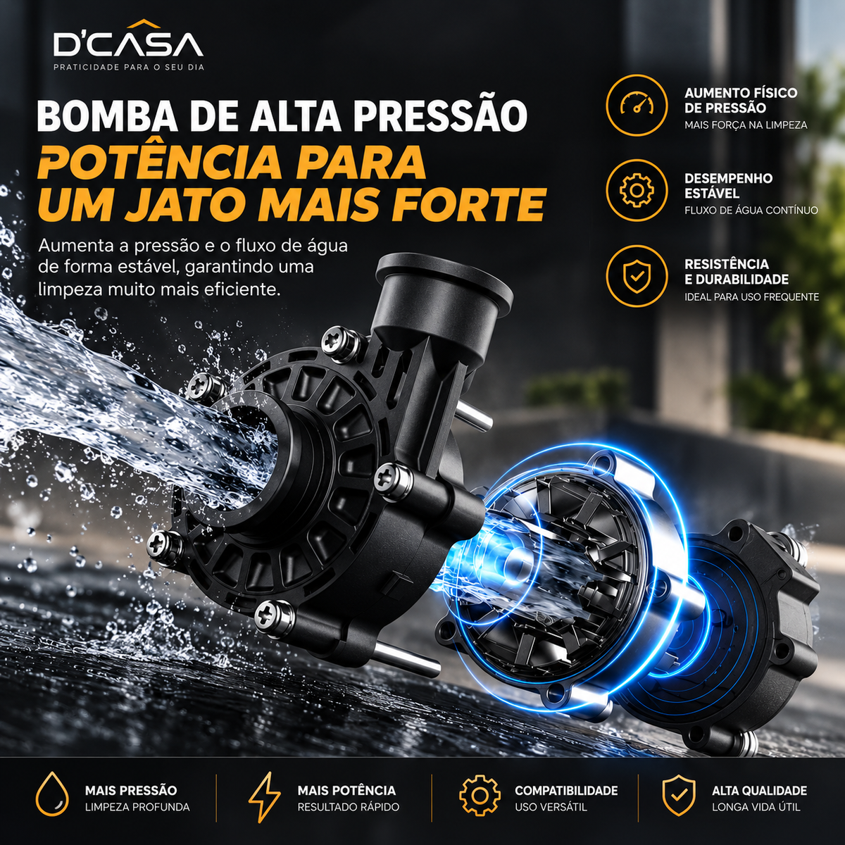 Lavadora de Alta Pressão Portátil 4800W – Kit Completo para Limpeza Pesada - BIVOLT
