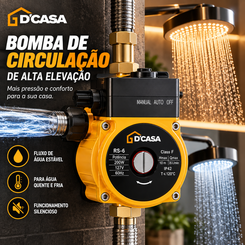 Bomba Pressurizadora de Água D’Casa RS-6 – Alta Pressão para Chuveiros e Torneiras